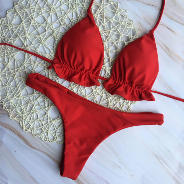 Solid Color Bikini Swimsuit - Image 7