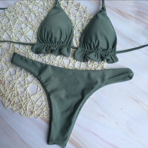 Solid Color Bikini Swimsuit - Image 3