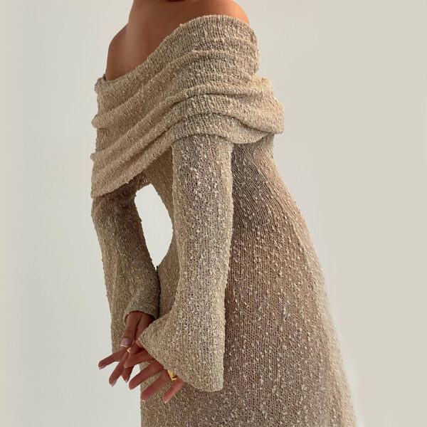 Knitted Long-sleeved Dress - Image 2