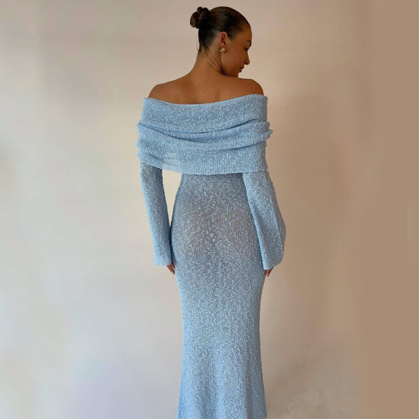 Knitted Long-sleeved Dress - Image 4